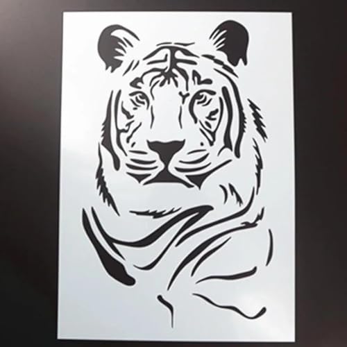 Schablonen zum Basteln, 29 x 21 cm, Tiertiger wiederverwendbar, Schablonen-Set zum Malen auf Holz, Wand, Leinwand, Kunststoffschablone für Tür, Heimdekoration, Stil 10 von JUDUOYANXIAN