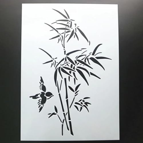 Schablonen zum Basteln, 29 x 21 cm, wiederverwendbares Bambus-Schablonen-Set zum Malen auf Holz, Wand, Leinwand, Kunststoffschablone für Tür, Heimdekoration von JUDUOYANXIAN