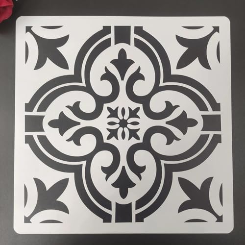 Schablonen zum Basteln, 30 x 30 cm, Retro-Symmetrisches Muster, wiederverwendbar, Schablonen-Set zum Malen auf Holzwand, Leinwand, Kunststoffschablone für Tür, Heimdekoration von JUDUOYANXIAN