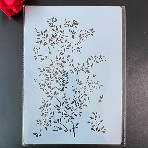 Schablonen zum Basteln, A4, 29 x 21 cm, Baumblätter, wiederverwendbares Schablonen-Set zum Malen auf Holzwand, Leinwand, Kunststoffschablone für Tür, Heimdekoration von JUDUOYANXIAN
