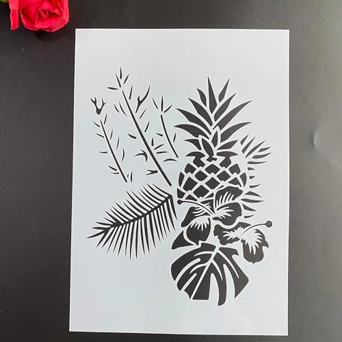 Schablonen zum Basteln, A4, 29 x 21 cm, Blätter, wiederverwendbar, Schablonen-Set zum Malen auf Holzwand, Leinwand, Kunststoffschablone für Tür, Heimdekoration, Stil 10 von JUDUOYANXIAN