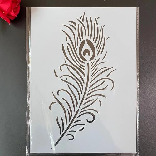 Schablonen zum Basteln, A4, 29 x 21 cm, Blätter, wiederverwendbares Schablonen-Set zum Malen auf Holzwand, Leinwand, Kunststoffschablone für Tür, Heimdekoration, Stil 11 von JUDUOYANXIAN