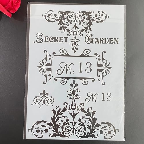 Schablonen zum Basteln, A4, 29 x 21 cm, Blumenmuster, wiederverwendbar, Schablonen-Set zum Malen auf Holz, Wand, Leinwand, Kunststoffschablone für Tür, Heimdekoration von JUDUOYANXIAN