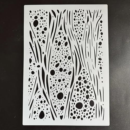 Schablonen zum Basteln, A4, 29 x 21 cm, Holzmaserung, Jahresring, wiederverwendbares Schablonen-Set zum Malen auf Holzwand, Leinwand, Kunststoffschablone für Tür, Heimdekoration, Muster A von JUDUOYANXIAN