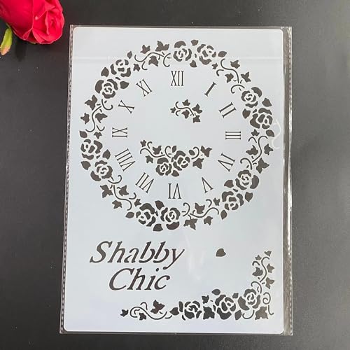 Schablonen zum Basteln, A4, 29 x 21 cm, Mandala-Uhr, wiederverwendbares Schablonen-Set zum Malen auf Holzwand, Leinwand, Kunststoffschablone für Tür, Heimdekoration von JUDUOYANXIAN