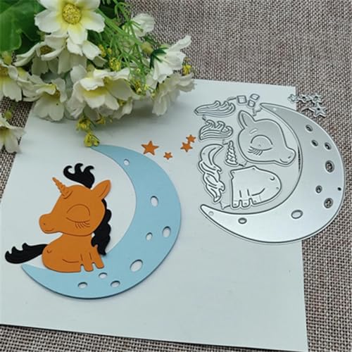 Stanzformen, 8,3 x 9,5 cm, Mond, Einhorn, Stern, Metall-Stanzformen für Scrapbooking, dekorativ Stanzformen, 8,3 x 9,5 cm, Mond, Einhorn, Stern, Metall-Stanzformen für Scrapbooking, dekorativ von JUDUOYANXIAN
