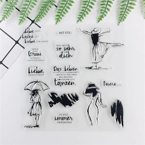 Transparenter Stempel, Stempel zum Basteln, 13 x 13 cm, deutsches Ballettmädchen, transparent, Siegel für Scrapbooking, Gummistempel, Fotoalbum, Kartenherstellung von JUDUOYANXIAN