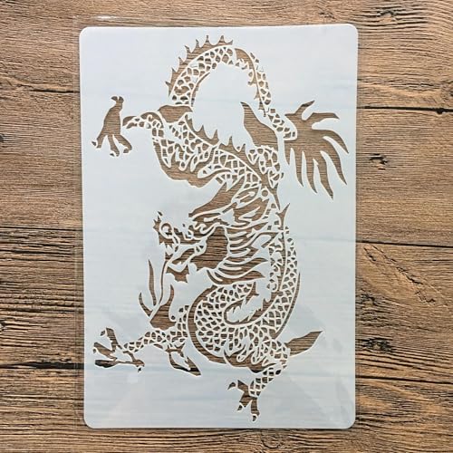 Wiederverwendbare Drachen-Schablonen, 26 x 18 cm, Tierdrachen-Schablonen zum Malen auf Holz, Leinwand, Wänden, Dekorationen, Tiervorlage, Kunstprojekte von JUDUOYANXIAN
