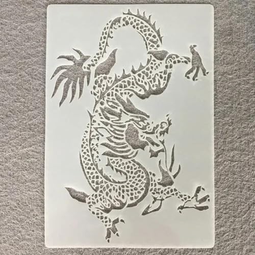 Wiederverwendbare Drachen-Schablonen, 26 x 18 cm, Zootiere, Pferd, Drache, Löwe, Schablonen zum Malen auf Holz, Leinwand, Wänden, Dekorationen, Tiervorlage, Kunstprojekte, Stil 1 von JUDUOYANXIAN