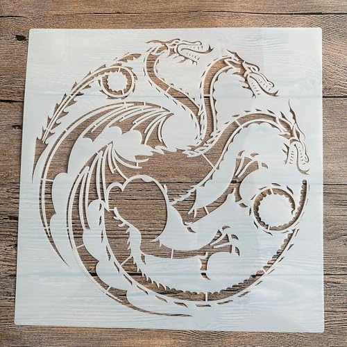Wiederverwendbare Drachen-Schablonen, 30 x 30 cm, Drache, wiederverwendbare Schablone zum Malen auf Holz, Wand, Stoff, Stein, Schild, DIY-Kunstprojekte, Tiervorlage, Muster A von JUDUOYANXIAN
