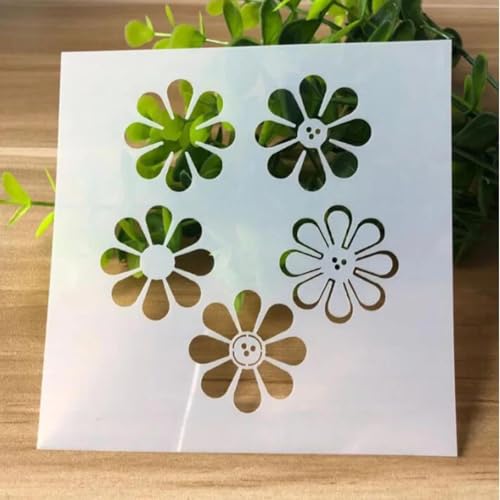 Zeichenschablonen, 13 x 13 cm, Blume, wiederverwendbar, Kunststoff-Schablonen-Set zum Malen auf Holz, Wand, Stoff, Stein, Leinwand, Möbel, Heimdekoration, Stil 13 von JUDUOYANXIAN