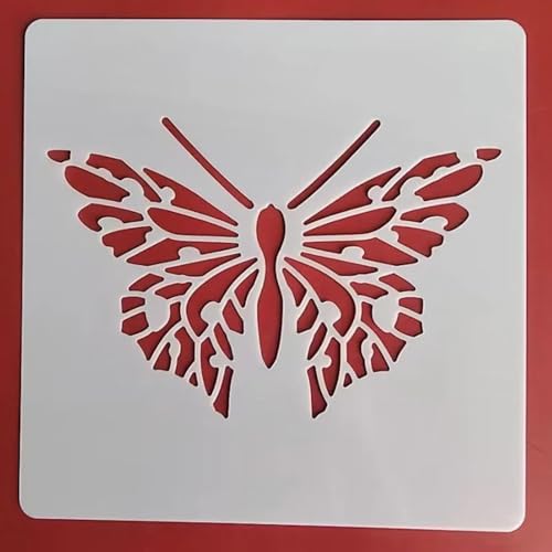 Zeichenschablonen, 13 x 13 cm, Blumenblatt, Schmetterling, wiederverwendbar, Kunststoff-Schablonen-Set zum Malen auf Holz, Wand, Stoff, Stein, Leinwand, Möbel, Heimdekoration, Stil 6 von JUDUOYANXIAN