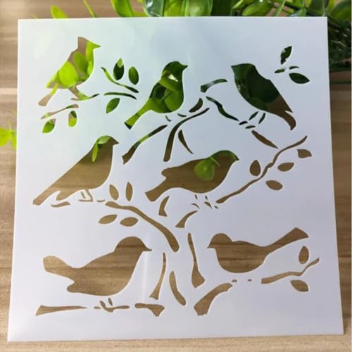 Zeichenschablonen, 13 x 13 cm, Motiv: Vögel, wiederverwendbar, Kunststoff-Schablonen-Set zum Malen auf Holz, Wand, Stoff, Stein, Leinwand, Möbel, Heimdekoration Zeichenschablonen, 13 x 13 cm, Motiv: Vögel, wiederverwendbar, Kunststoff-Schablonen-Set zum Malen auf Holz, Wand, Stoff, Stein, Leinwand, Möbel, Heimdekoration von JUDUOYANXIAN