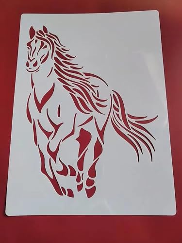 Zeichenschablonen, 21 x 29 cm, Motiv: laufendes Pferd, wiederverwendbar, Kunststoff-Schablonen-Set zum Malen auf Holz, Wand, Stoff, Stein, Leinwand, Möbel, Heimdekoration, Stil 1 von JUDUOYANXIAN