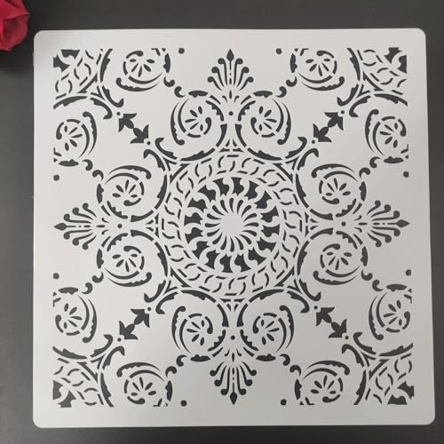 Zeichenschablonen, 30 x 30 cm, Retro-Blumenmuster, wiederverwendbar, Kunststoff-Schablonen-Set zum Malen auf Holz, Wand, Stoff, Stein, Leinwand, Möbel, Heimdekoration von JUDUOYANXIAN
