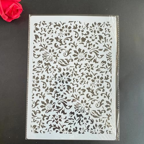 Zeichenschablonen, A4, 29 x 21 cm, Blumen und Blätter, wiederverwendbar, Kunststoff-Schablonen-Set zum Malen auf Holz, Wand, Stoff, Stein, Leinwand, Möbel, Heimdekoration von JUDUOYANXIAN