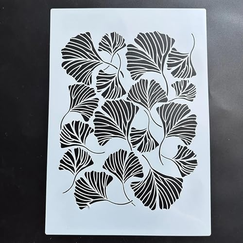 Zeichenschablonen, A4, 29 x 21 cm, Ginkgoblatt, wiederverwendbar, Kunststoff-Schablonen-Set zum Malen auf Holz, Wand, Stoff, Stein, Leinwand, Möbel, Heimdekoration von JUDUOYANXIAN