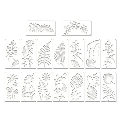 JUFUM 16 Stück Blätter Stencil Blatt Wiederverwendbare Malerei Schablone Blatt Schablone Wand Muster Blatt Muster Tropisches Blatt Wiederverwendbar JUFUM 16 Stück Blätter Stencil Blatt Wiederverwendbare Malerei Schablone Blatt Schablone Wand Muster Blatt Muster Tropisches Blatt Wiederverwendbar von JUFUM
