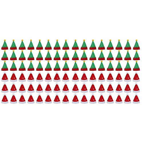 JUFUM 96 Stück Mini Hut Lollipop Top Topper Abdeckung Frohe Weihnachten Dekorationen Weinflasche Schutz Kappe von JUFUM