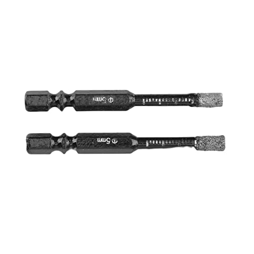 JUFUM Trockenbohrer, 2 Stück, für Keramikfliesen, Granit, sechseckiger Bohrer, schneller Wechsel für Steinlöcher (5 mm) von JUFUM