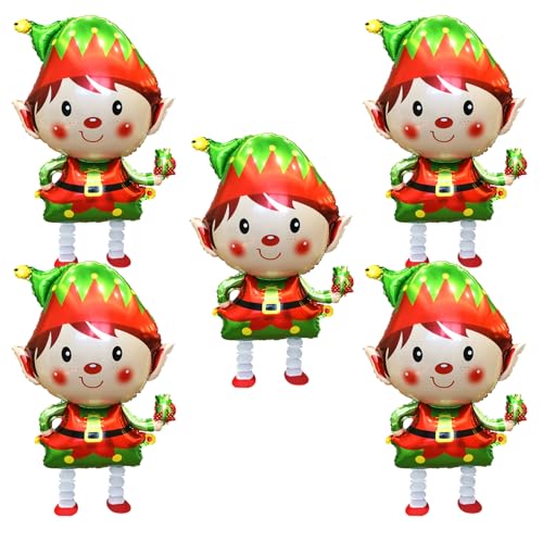JUFYVO 5pcs Riesige gehende Elfe Heliumballons Weihnachten Folienballons Neujahr Party Dekorationen Weihnachten Party Indoor Dekorationen für Jungen Mädchen von JUFYVO