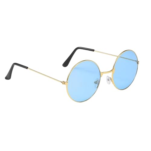 JUFYVO Unisex Erwachsene 60er Jahre Stil Brille Retro Runde Sonnenbrille Hippie Sonnenbrille Metallrahmen Brille für Hippie Fasching Kostüm Zubehör von JUFYVO