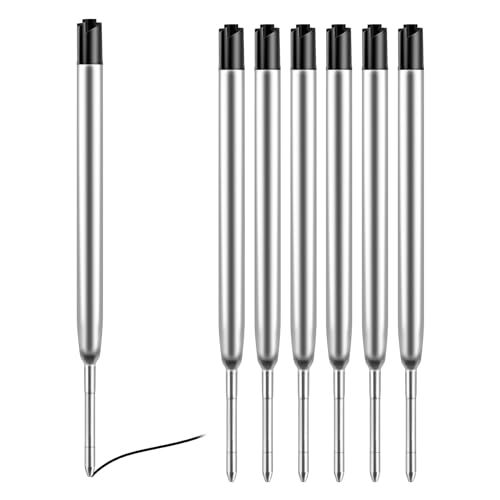 Packung mit 6 Gelminen für Kugelschreiber, kompatibel mit Parker, Nachfüllstift 0,5 mm, feine Spitze, Nachfüllminen für Kugelschreiber, austauschbare Nachfüllminen (schwarz) von JUGNAW