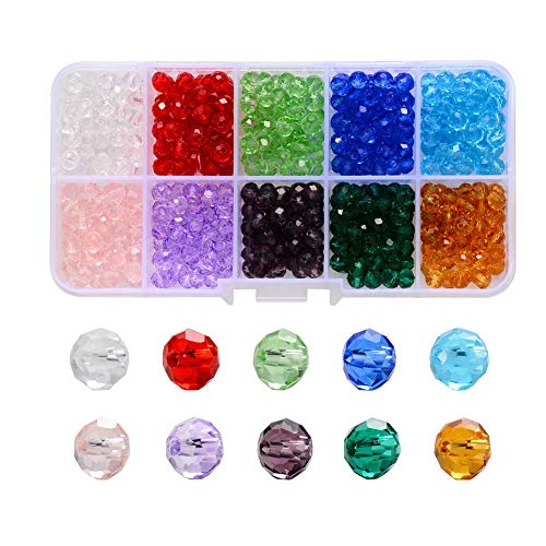 Facettierte Glasperlen,1000 Stuck 4 x 3,5 mm Kristall Glasperlen Zubehör für Armbänder Halsketten Schmucker und Basteln,10 Farben von JUHONNZ