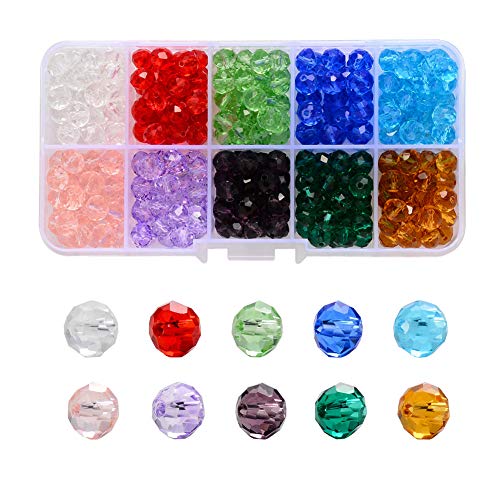 Facettierte Glasperlen,500 stuck 6x5 mm Kristall Glasperlen Zubehör für Armbänder Halsketten Schmucker und Basteln,10 Farben Facettierte Glasperlen,500 stuck 6x5 mm Kristall Glasperlen Zubehör für Armbänder Halsketten Schmucker und Basteln,10 Farben von JUHONNZ