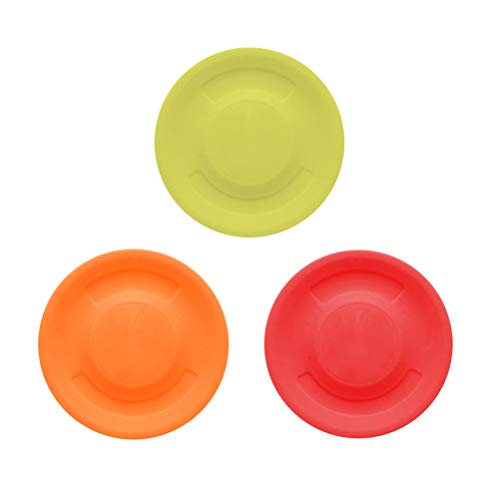 JUHONNZ Mini Frisbee,3 Pcs Silikon Gravity Disc Chippy Flugscheibe Hundespiele Frisbee für Erwachsene Kinder Hund Frisbeesport,Gelb/Rot/Orange von JUHONNZ