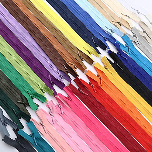 JUHONNZ Unsichtbare Reißverschlüsse,32 Stück Farbiger Reißverschluss Nylon Schneider Nähen Metallreißverschlüsse Zipper Reisverschlüsse zum Nähen für Schneiderkleidung Basteln Kurzwaren von JUHONNZ