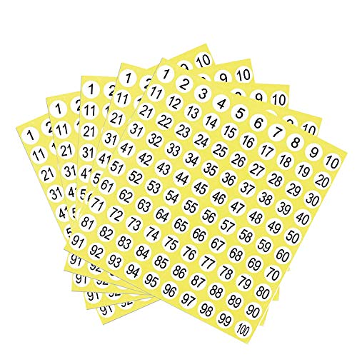Zahlen Aufkleber,50 Blatt 1-100 Klein Runde Selbstklebend Sticker Anzahl Tischnummern Etiketten Inventar Lagerung Organisation Aufkleber,Durchmesser 1 cm von JUHONNZ