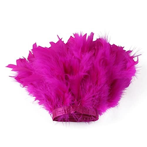 JUJING 5 Meter Naturleder Pink Farbe Truthahn-Feder Borte Band Hochzeit Kleid Dekoration Nähen Handwerk von JUJING