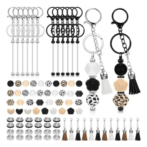 JUJNE Perlen-Schlüsselanhänger-Zubehör-Set für Schlüsselanhänger-Bastelset, DIY, Basteln, einfache Installation, einfach zu verwenden von JUJNE
