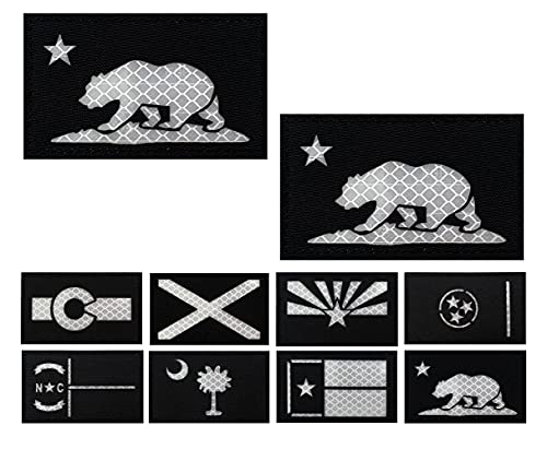 2 Stück Reflektierende California Flagge Patch Staaten Flaggen Taktische Patch Flagge Patch für Kleidung Hut Patch Team Militär Patch (Kalifornien (2 Stück) von JUJUPUPS