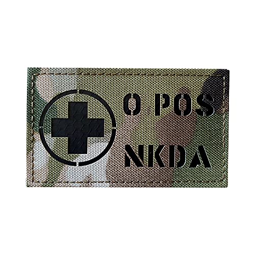 8,9 x 5,1 cm Infrarot IR Medic Cross Erste Hilfe Patches POS NKDA Blood Type Tactical Patch (O + POS) von JUJUPUPS