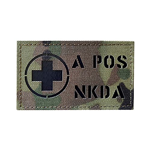 8,9 x 5,1 cm Infrarot IR Medizinisches Kreuz Erste Hilfe Patches POS NKDA Blutart Tactical Patch (A+POS) von JUJUPUPS