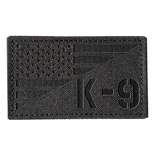 JUJUPUPS 2 x 3,5 Infrarot-IR-USUSA-Flagge, K9 Einheit, Patch US-Flagge mit Haken auf der Rückseite für Service-Geschirr, taktische Weste, Kragen, Hakenverschluss auf der Rückseite (schwarz) von JUJUPUPS