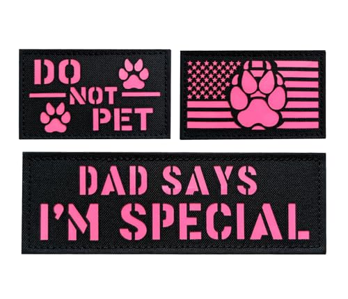 K-9 Reflektierende Aufnäher mit Hakenverschluss (leuchtet in Dunkel-Pink, 3 Stück) von JUJUPUPS