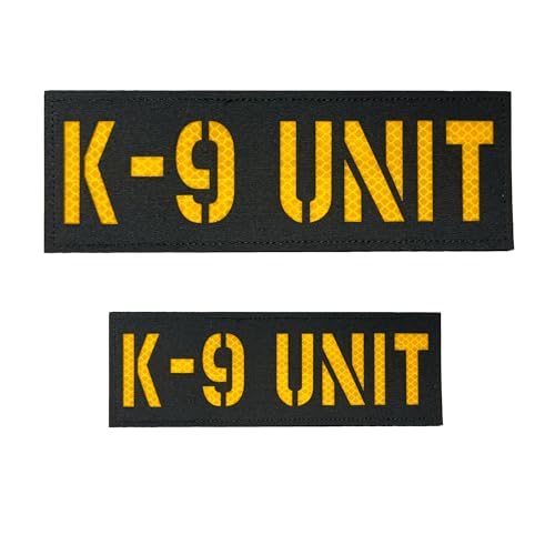 K-9 Reflektierende Rückwand K-9 Einheiten-Patch mit Klettverschluss, 1 klein und groß (schwarz-gelb), 2 Stück von JUJUPUPS