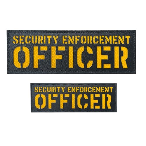 Reflektierender Aufnäher für Sicherheitsbeamte mit Klettverschluss, 1 klein und groß (Security Enforcement Officer-Y), 2 Stück von JUJUPUPS