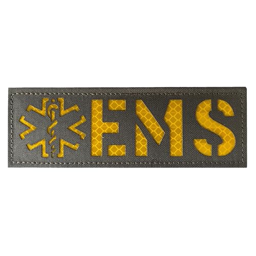 Reflektierender EMS EMT Star of Life Rückwandaufnäher, lasergeschnittener Patch (Ranger Grün-Gelb, 15,2 x 5,1 cm) von JUJUPUPS