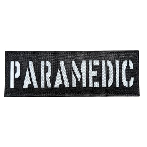 Reflektierender Sanitäter-Patch, 21,6 x 7,6 cm, reflektierender Aufnäher auf der Rückseite mit Klettverschluss (Schwarz-Weiß) von JUJUPUPS