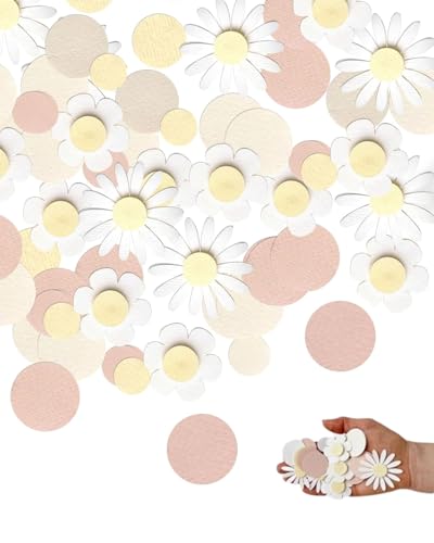 JUKOTA 100 Stück Gänseblümchen Konfetti Deko Tischdeko Geburtstag Daisy Blütenkonfetti Groß Rosa Mädchen Blumen Hochzeit Pastell Basteln Diy Dekoration für Party Zubehör Blumen Tischdeko von JUKOTA