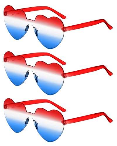 JUKOTA 3 Paare Hippie Herzförmige Brille,Transparente Sonnenbrille in Bonbonfarbe,Lustige dreifarbige Brille,Partybrille für Geburtstagsfeier,Halloween,Karneval,Erwachsene,Jungen und Mädchen JUKOTA 3 Paare Hippie Herzförmige Brille,Transparente Sonnenbrille in Bonbonfarbe,Lustige dreifarbige Brille,Partybrille für Geburtstagsfeier,Halloween,Karneval,Erwachsene,Jungen und Mädchen von JUKOTA