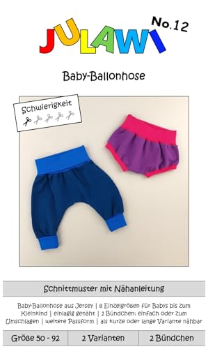 Papierschnittmuster Baby Ballonhose Gr50-92 | JULAWI No.12 Papierschnittmuster Baby Ballonhose Gr50-92 | JULAWI No.12 von JULAWI