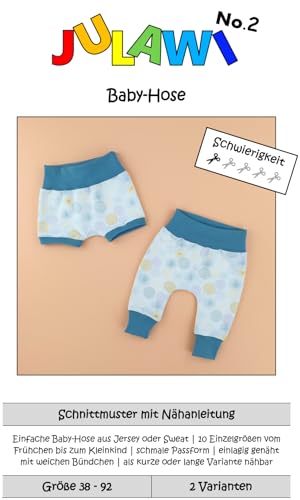 Papierschnittmuster Baby Hose Gr38-92 | JULAWI No.2 von JULAWI