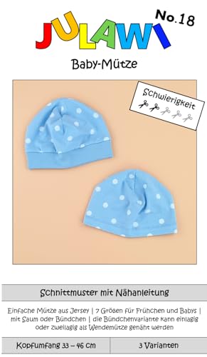 Papierschnittmuster Baby Mütze KU33-46cm | JULAWI No.18 Papierschnittmuster Baby Mütze KU33-46cm | JULAWI No.18 von JULAWI