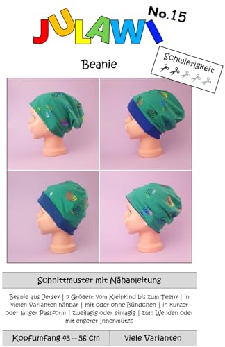 Papierschnittmuster Beanie KU43-56cm | JULAWI No.15 Papierschnittmuster Beanie KU43-56cm | JULAWI No.15 von JULAWI