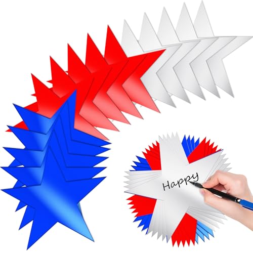 70 Stück leuchtend glitzernde doppelt bedruckte Sterne, Ausschnitte, rot, weiß und blau, Papiersterne, Dekorationen für Pinnwand, Klassenzimmer, Wand, Party, handgefertigte Banner, Dekoration 70 Stück leuchtend glitzernde doppelt bedruckte Sterne, Ausschnitte, rot, weiß und blau, Papiersterne, Dekorationen für Pinnwand, Klassenzimmer, Wand, Party, handgefertigte Banner, Dekoration von JULBEAR